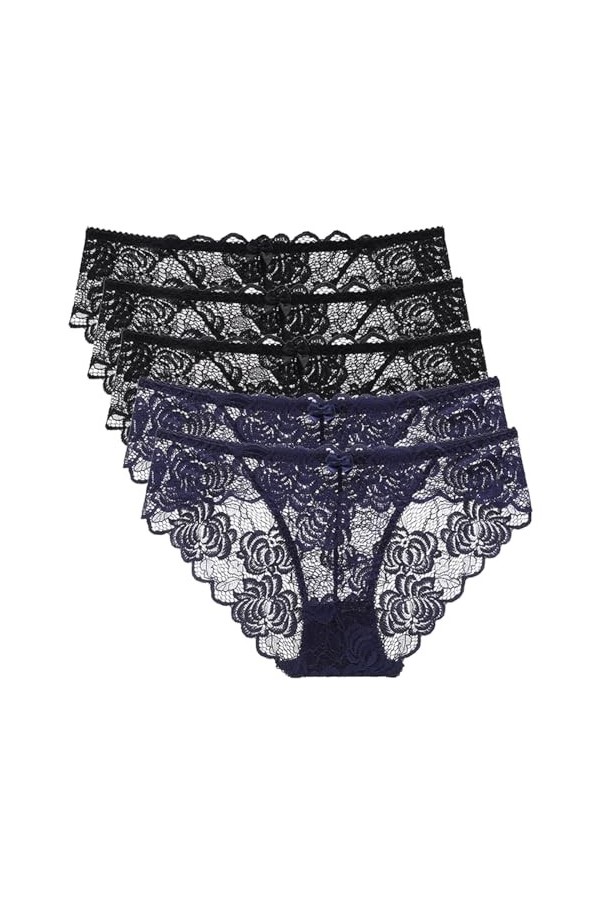 Necalisi Culotte Femme Taille Haute Lot de 5 Multicolore-3 Culottes Coton pour Femmes Shorty Confort Slips Taille Haute Culot