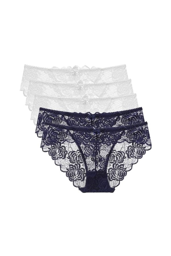 Necalisi Culotte Femme Taille Haute Lot de 5 Multicolore-3 Culottes Coton pour Femmes Shorty Confort Slips Taille Haute Culot