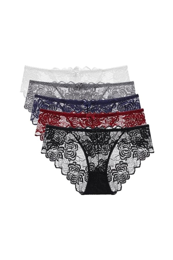 Necalisi Culotte Femme Taille Haute Lot de 5 Multicolore-3 Culottes Coton pour Femmes Shorty Confort Slips Taille Haute Culot