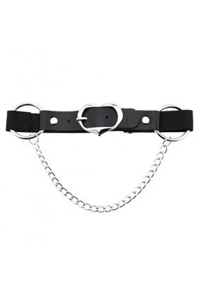 Femmes Réglable Sexy Jambe Cuisse Harnais Jarretière Ceinture Punk Gothique avec Coeur Creux Chaînes en Métal Anneau Couleur