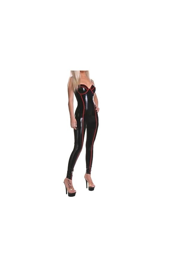 Combinaison en Latex de caoutchouc pour femmes Look humide combinaison en Latex Sexy une pièce corsage en caoutchouc sans man