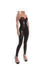 Combinaison en Latex de caoutchouc pour femmes Look humide combinaison en Latex Sexy une pièce corsage en caoutchouc sans man