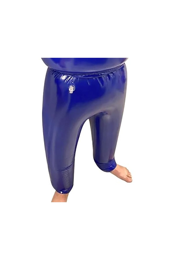 Legging sexy gonflable bleu en latex avec bande élastique pantalon en caoutchouc, noir, homme XL