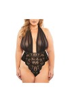 HOUKAI Lingerie Plus Taille sous-vêtements Femmes Sheer Dentelle Deep V Sexy Bodysuit Halter Color : B, Size : S Code 