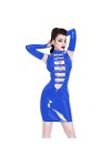 Mini robe gothique à boucle pour femme - Robe sexy en PVC effet mouillé avec mitaines - Costume de fête punk - Taille 7XL - B