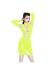 Mini robe gothique à boucle pour femme - Robe sexy en PVC effet mouillé avec mitaines - Costume de fête punk - Taille 7XL - B