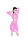 Mini robe gothique à boucle pour femme - Robe sexy en PVC effet mouillé avec mitaines - Costume de fête punk - Taille 7XL - B
