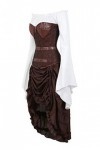 yumeng Corset jacquard grande taille avec jupe et chemisier pirate 3 pièces costume steampunk couleur : marron, taille : 14-