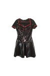 TODDACARE Robe courte sexy en latex pour femme Noir et rouge Taille XXS-XXL, Rouge, L