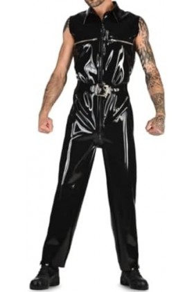 Combinaison Noire Sans Manches En Latex Pour Hommes, Uniforme De Course De Fête De Jeu De Rôle Personnalisé À La Main 0.4mm,N