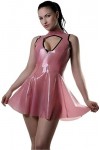 PODSI Robe en Latex Rose Semi-Transparente avec Bordure Noire,Rose avec Noir,XXL