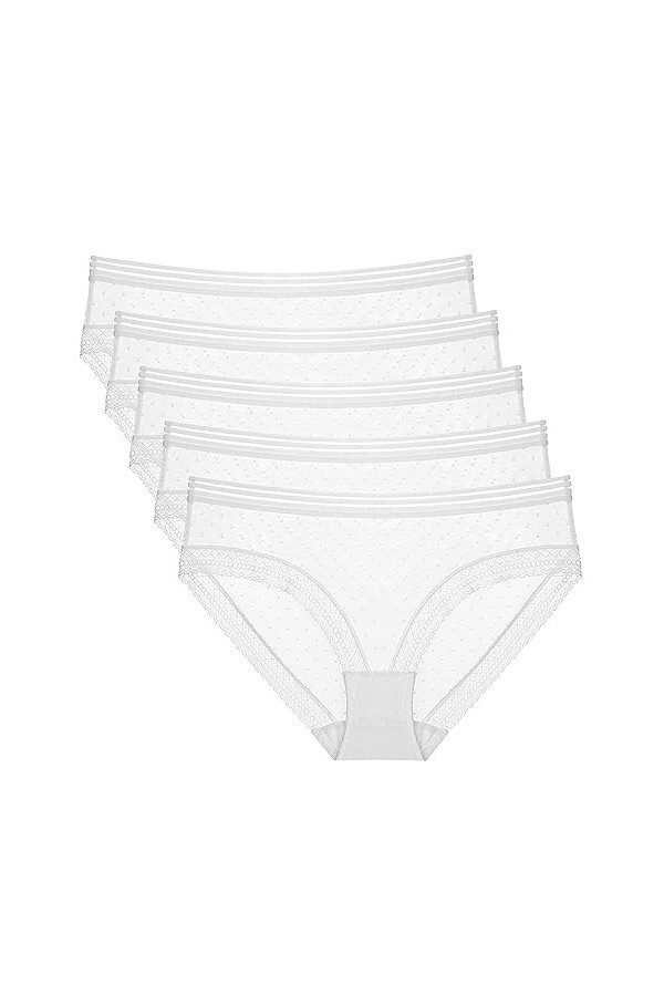 Necalisi Culotte Femme Taille Haute Lot de 5 Multicolore-2 Culotte en Coton à Jambe échancrée Dentelle String Grandes Taille