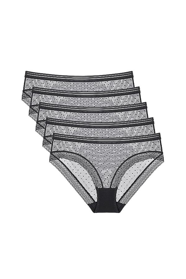 Necalisi Culotte Femme Taille Haute Lot de 5 Multicolore-2 Culotte en Coton à Jambe échancrée Dentelle String Grandes Taille