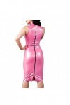 PODSI Robes Rouges à Manches Longues en Latex pour Femmes Robe de soirée Serrée en Caoutchouc avec Fermeture éclair au Dos,Tr