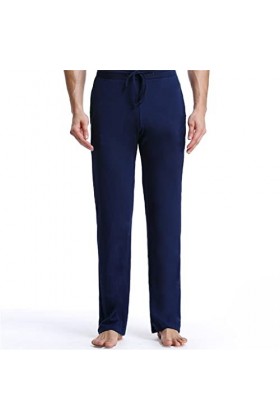 MJWDP Salon de Cordon lâche for Hommes des Fonds de Sommeil en Coton tricoté Mince décontracté Maison Pantalon Pyjama vêtemen
