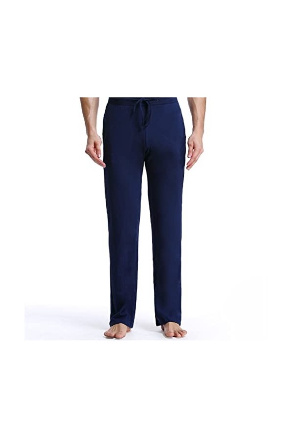 MJWDP Salon de Cordon lâche for Hommes des Fonds de Sommeil en Coton tricoté Mince décontracté Maison Pantalon Pyjama vêtemen