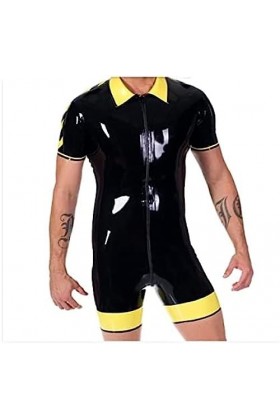 Latex Caoutchouc Blanc Noir Racing Costume Costume Costume Fermeture Éclair 0.4mm-Noir,Noir,M