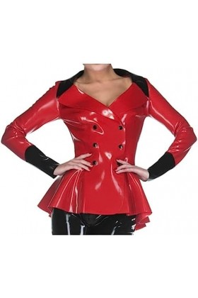 IDOBLO 100% Caoutchouc Latex Manteau Caoutchouc Cosplay Rouge Veste Party Clubwear 0.4mm-rouge Et Noir,Rouge Et Noir,XS