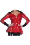 IDOBLO 100% Caoutchouc Latex Manteau Caoutchouc Cosplay Rouge Veste Party Clubwear 0.4mm-rouge Et Noir,Rouge Et Noir,XS