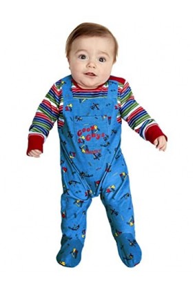Smiffys Chucky Costume bébé sous licence officielle, Garçon, 52411B1, bleu et rouge, Baby-Age 0-3 Months