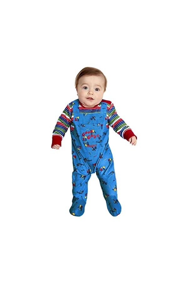 Smiffys Chucky Costume bébé sous licence officielle, Garçon, 52411B1, bleu et rouge, Baby-Age 0-3 Months