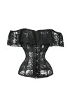 Corset Tops Bustiers Lingerie Sexy Corselet Transparent sur la Manche en Dentelle Shoudler Couleur: Noir, Taille: Code L C