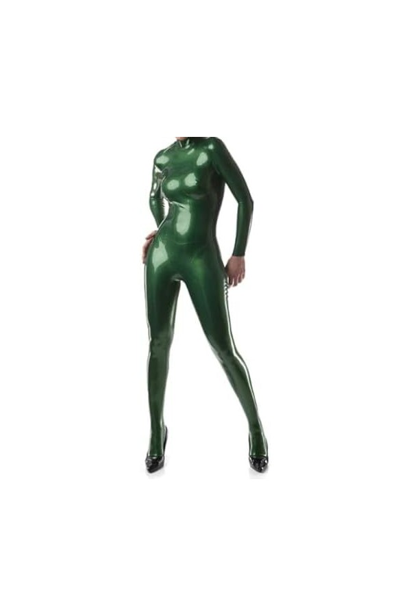 Combinaison Verte En Caoutchouc Latex, Uniforme De Course De Cosplay De Fête, Sexy Et Fait À La Main, 0.4mm,Vert,M.