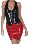 Costume En Caoutchouc Latex Noir Et Rouge Pour Femme, Sexy, Jeu De Rôle, Plage, Fête, Confortable 0,4 Mm,Noir Rouge,L
