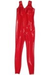 Combinaison En Latex Avec Bretelles, Col En V, Dos Nu, Entrejambe Ouvert, Pantalon Personnalisable, Rouge,Couleur Personnalis