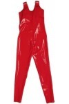 Combinaison En Latex Avec Bretelles, Col En V, Dos Nu, Entrejambe Ouvert, Pantalon Personnalisable, Rouge,Couleur Personnalis