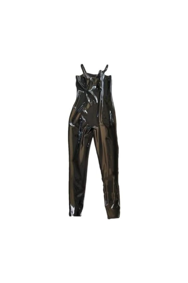 Combinaison En Latex, Bretelles, Haut Tubulaire, Dos Ouvert, Élastique, Peut Être Personnalisé, Noir,Couleur Personnalisée,XS