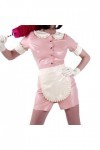 ASNAT Latex NaturelBébé Rose Et Blanc Sexy Robe De Femme De Chambre Française en Latex avec Boutons De Tablier Devant, Vert P