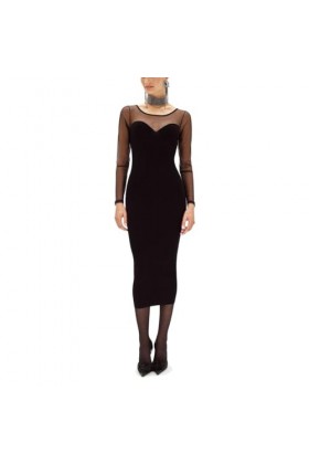 Robe fourreau en maille et tulle - XS