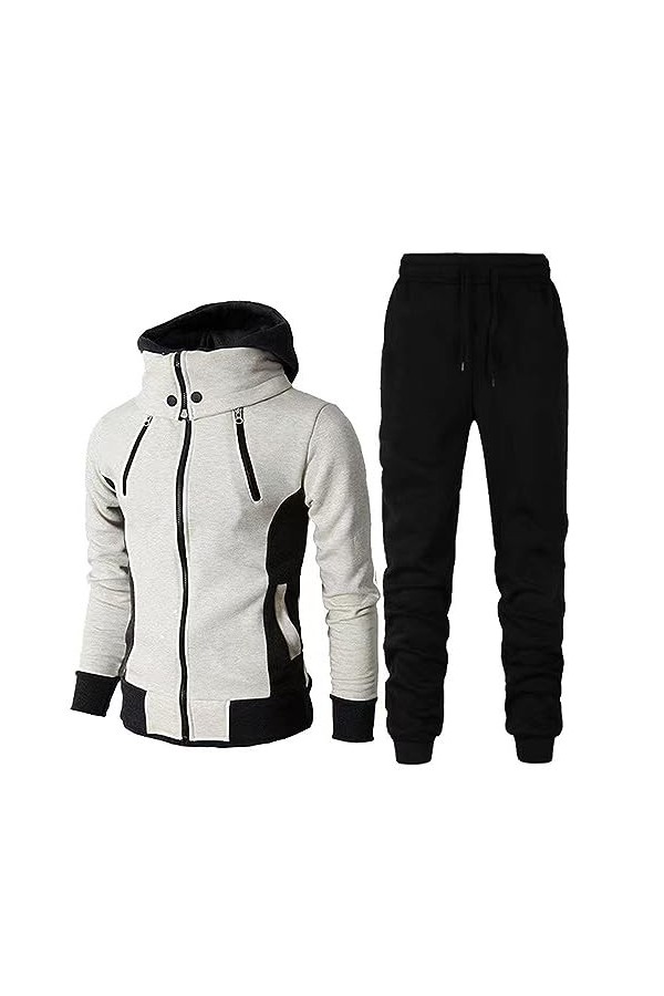 Survêtement Homme Casual à Manches Longues Survêtement Athlétique Fermeture Éclair intégrale Sport Jogging Gym Sweatsuit Vaca
