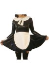 PODSI Noir Et Blanc Sexy French Maid Robes en Latex avec Tablier Frills Zipper,Black with White,M