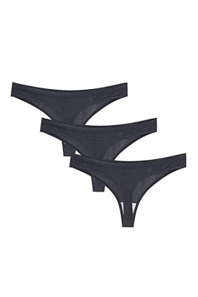 liaddkv Culotte 3 pièces en coton pour femme avec trous daération, string sexy pour femme, Noir , XXL