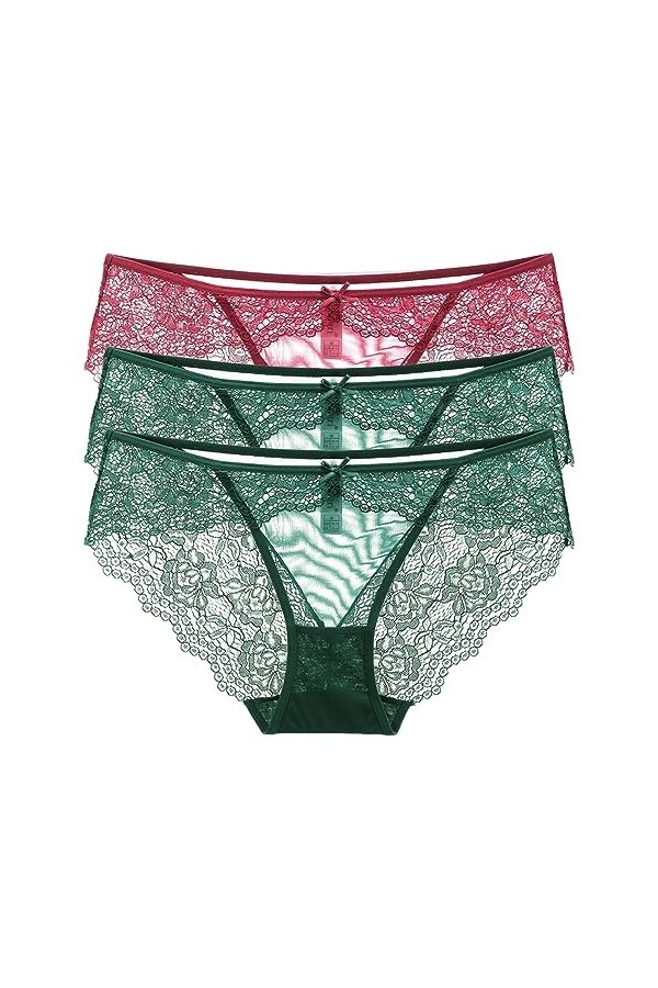 Necalisi Culotte Femme Lot de 3 Noir Slips Coton Femmes sous-vêtements Respirants Dentelle String Culottes Sport Shorties Cul