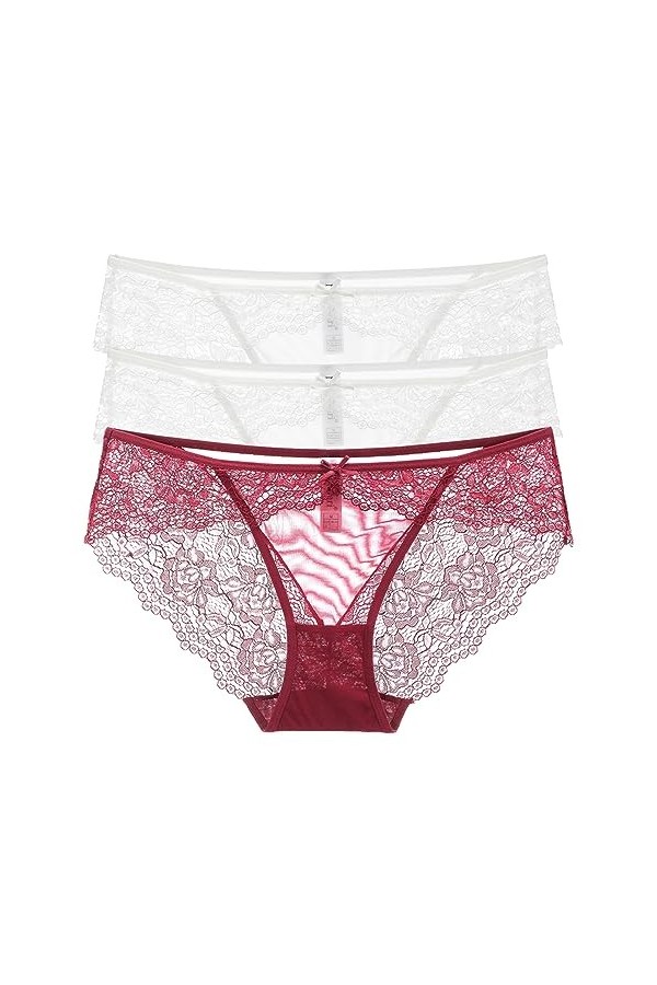 Necalisi Culotte Femme Lot de 3 Noir Slips Coton Femmes sous-vêtements Respirants Dentelle String Culottes Sport Shorties Cul