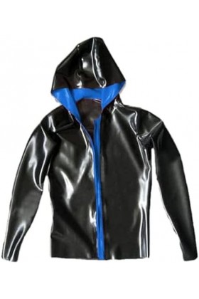IDOBLO Latex Caoutchouc 100% Tops Veste À Capuche Bleu Marine Avec Homme Noir,Noir,M