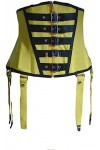 IDOBLO Garnitures Jaunes Et Noires Corsets Sexy En Latex Avec Laçage Ceintures À Glissière Devant Dos Bustiers En Caoutchouc 