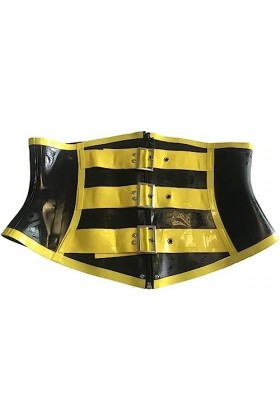 IDOBLO Fait À La Main 1mm Noir Latex Taille Corset Caoutchouc Bustier Underbust Avec Boucle,Rose,L