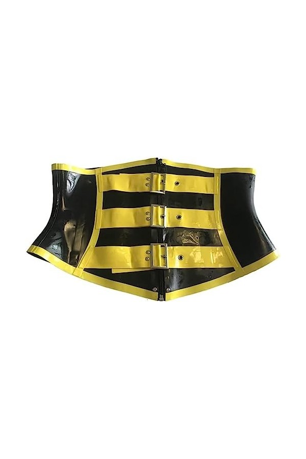 IDOBLO Fait À La Main 1mm Noir Latex Taille Corset Caoutchouc Bustier Underbust Avec Boucle,Rose,L