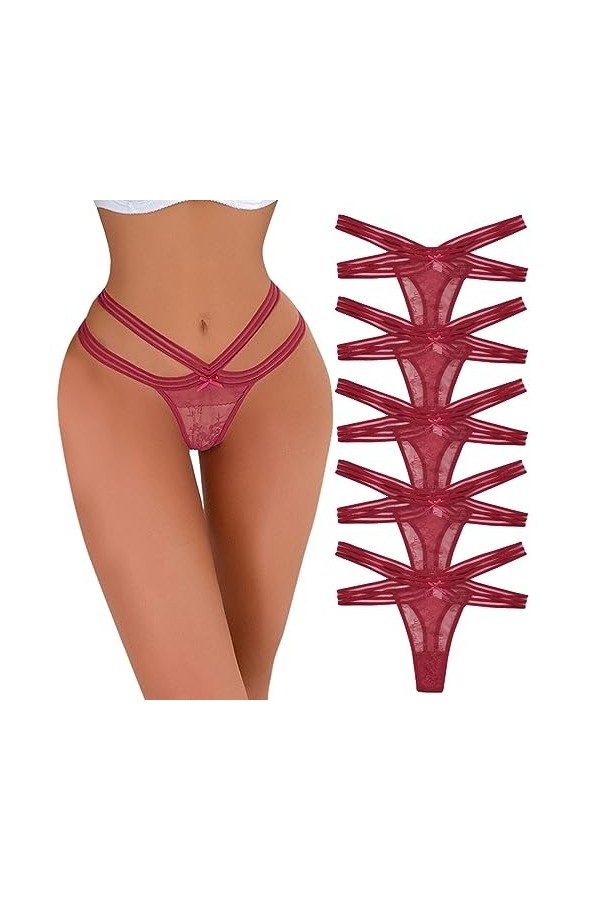 Necalisi Culotte Femme Taille Haute Lot de 5 Noir Femmes Slip Dentelle Culottes Transparent Panties Underpants sous-Vêtements