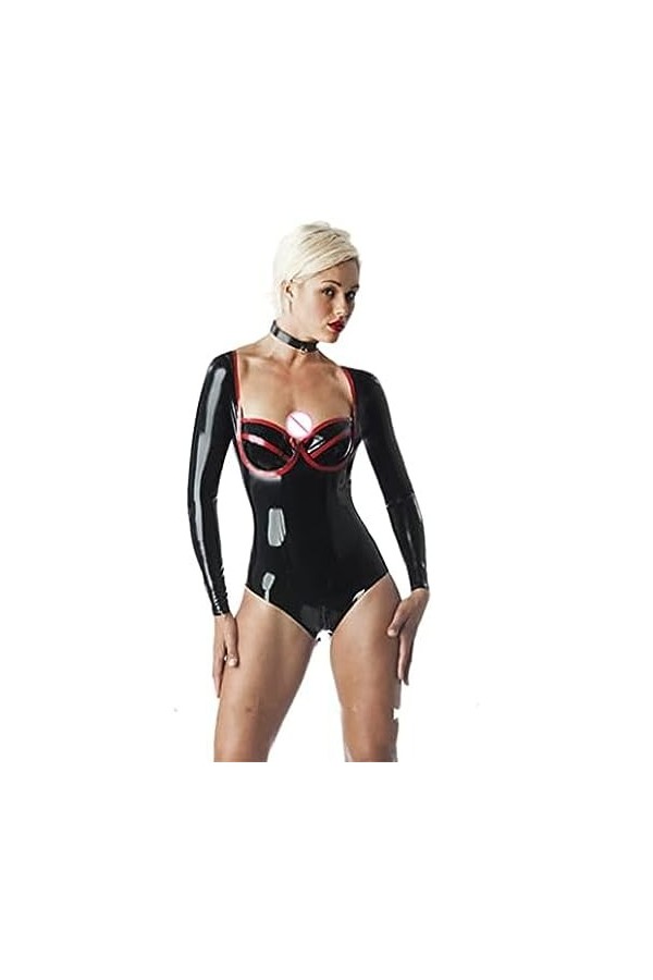 IDOBLO Maillot De Bain en Caoutchouc Latex Noir Catsuit Justaucorps Fétiche Maillot De Bain avec Fermeture Éclair À lentreja