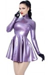 Sexy Latex Naturel Femmes Robe Dété Filles Jupes Col Haut Adulte, Violet,Violet,sur Mesure