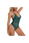 RIJPEX Femme Sexy Dos Nu Loungewear Lingerie Transparente Dentelle Halter Jumpsuit Pyjamas -pièce sous-Vêtements Couleur : D