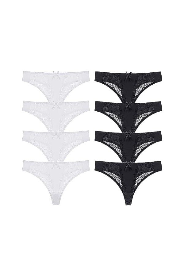 Necalisi Culotte Femme Taille Haute Lot de 8 Beige Culottes pour - sous-vêtements pour Femme Bordure en Dentelle - sans Coutu