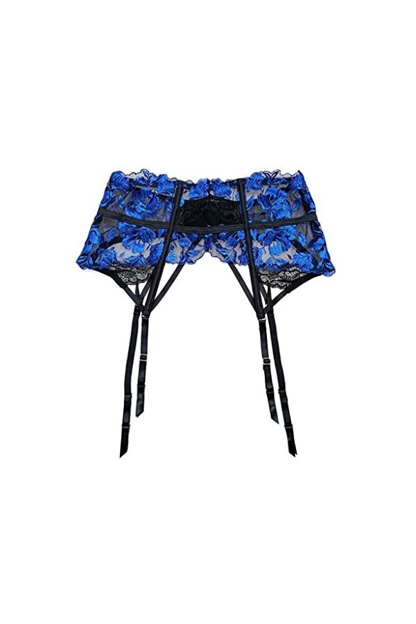 Bleu Noir Dentelle Brodée Dentelle Boucle en Métal Sexy Dames Jarretière Cadeau Lingerie Collants Couleur: Style Blanc, Tail