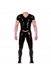 Costume De Course Noir En Caoutchouc Latex, Jeu De Rôle, Main Adaptée Aux Besoins Du Client, 0.4mm,Noir + Rouge,M.