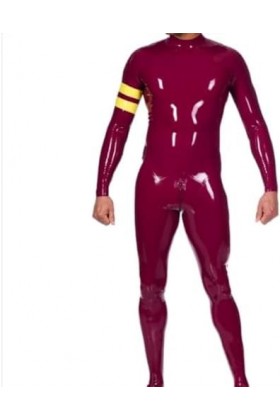 Combinaison Rouge En Caoutchouc Latex, Décoration Jaune, Jeu De Rôle, Fête, Personnalisée À La Main, 0.4mm,Rouge,S